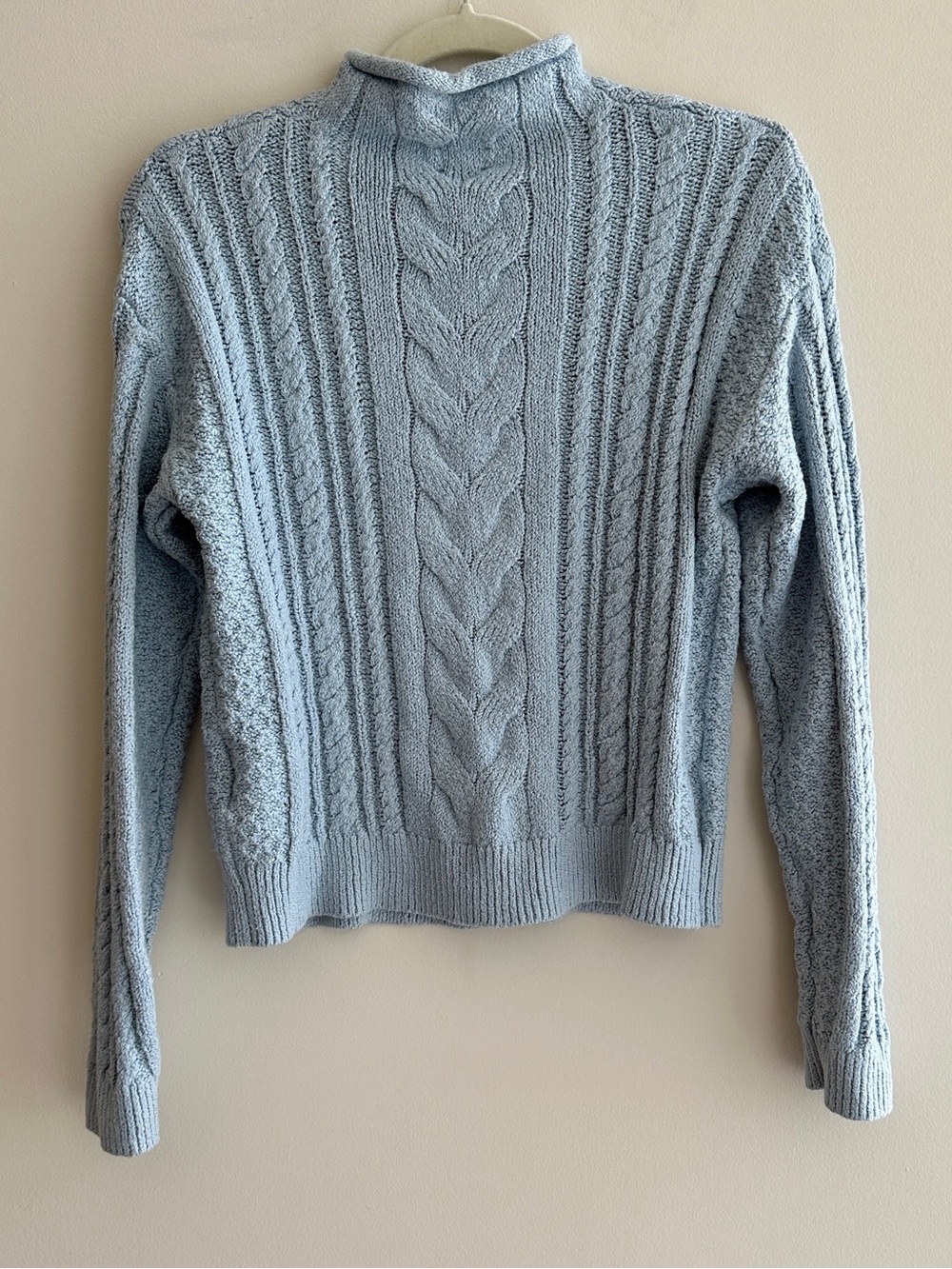 J. Crew Women’s Rollneck Cable Sweater, Light Blue, Size Small, 90s Sweater - Picture 11 of 16